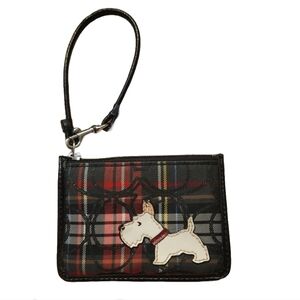 Coach F48073 tartan scotty dog slim ID card holder wristlet w/ keyring